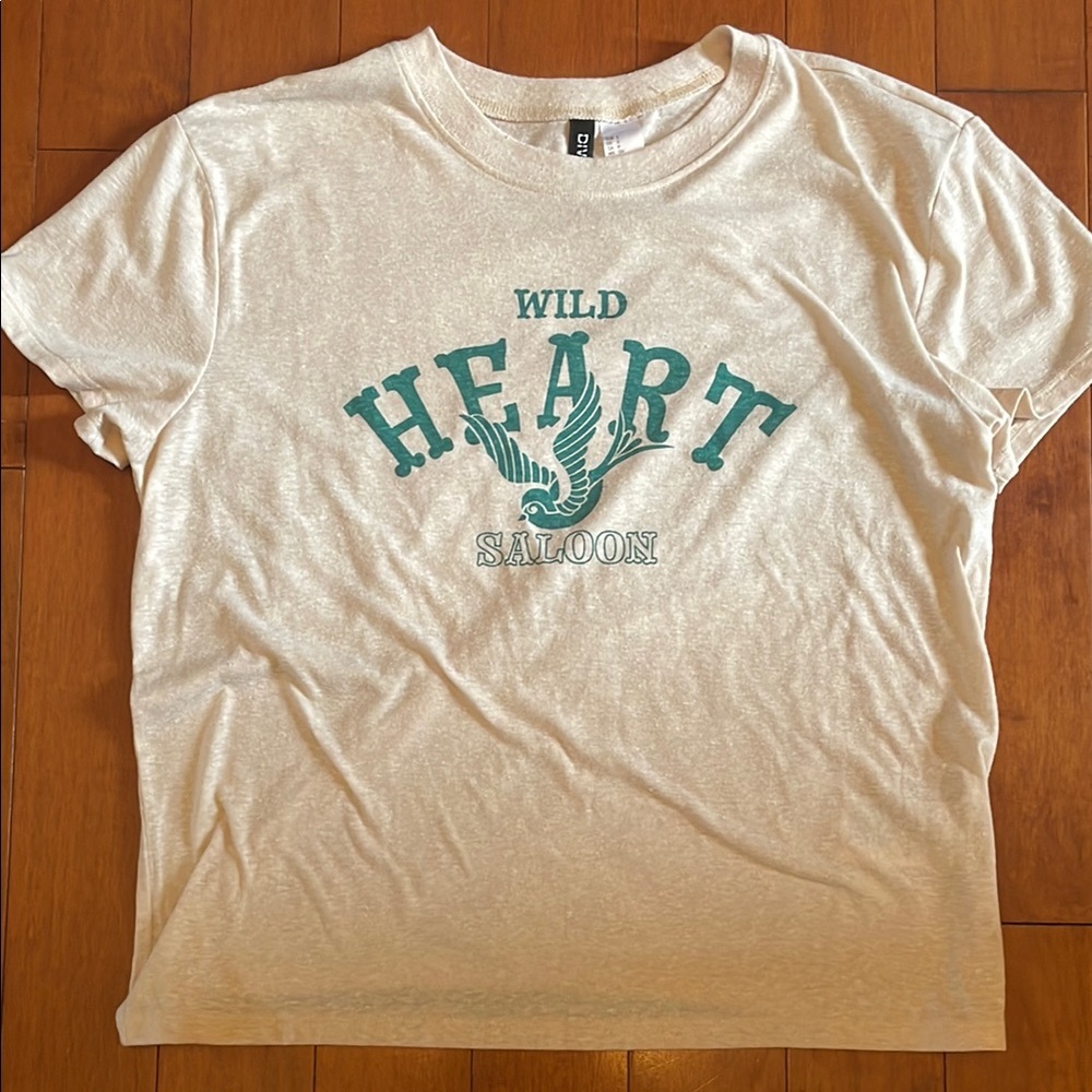 Divided Cream and Green Graphic Tee